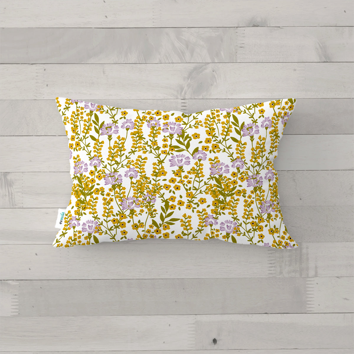 Evmila Çiçek Desenli Kırlent Kılıfı