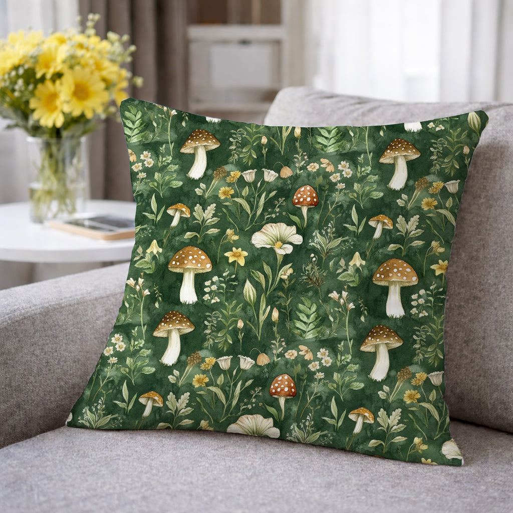 Evmila Mantar Desenli Kırlent Kılıfı