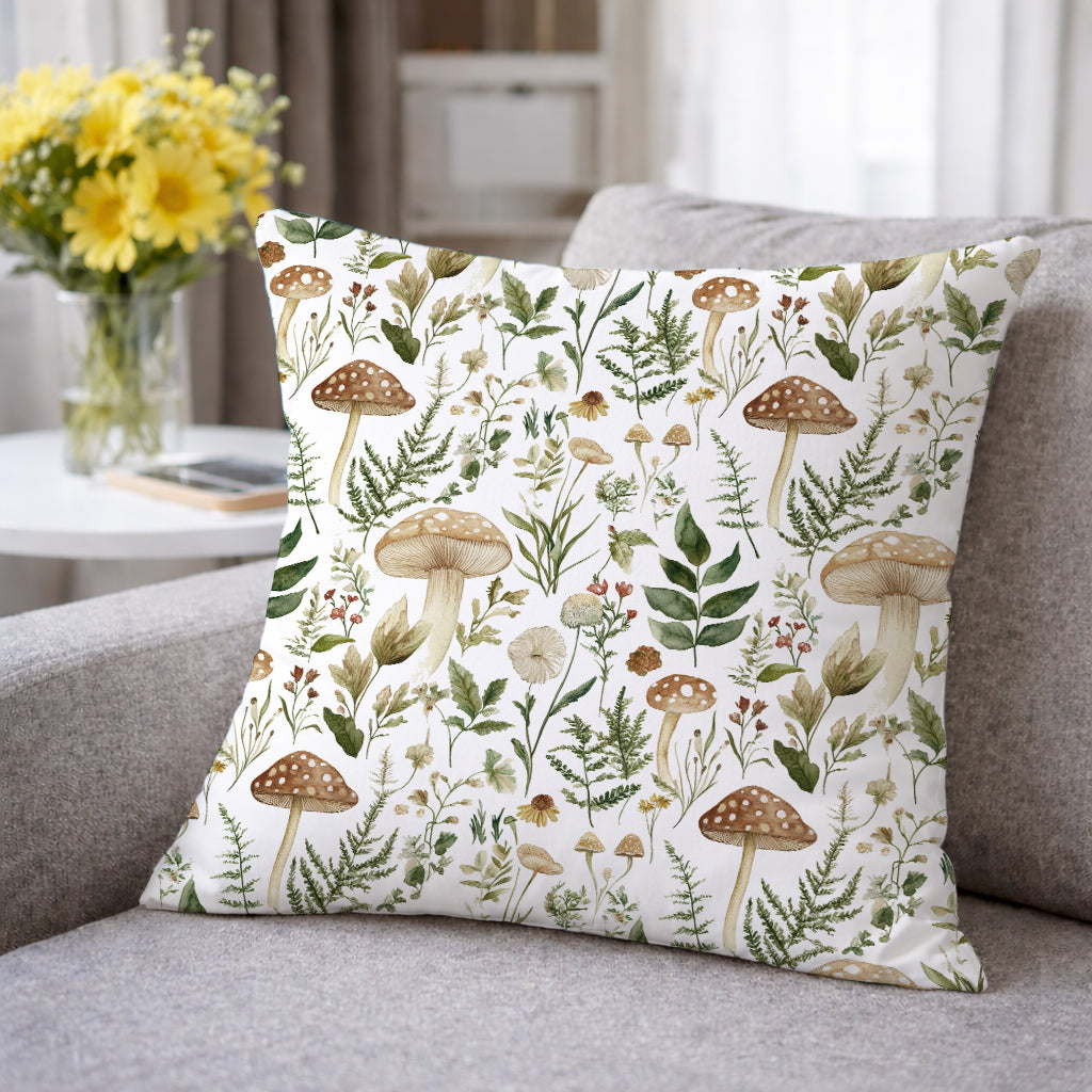 Evmila Mantar Desenli Kırlent Kılıfı