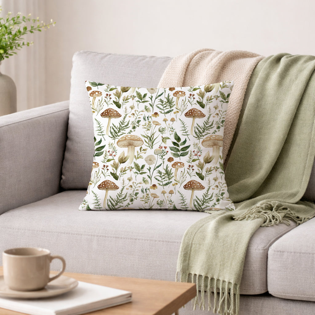 Evmila Mantar Desenli Kırlent Kılıfı