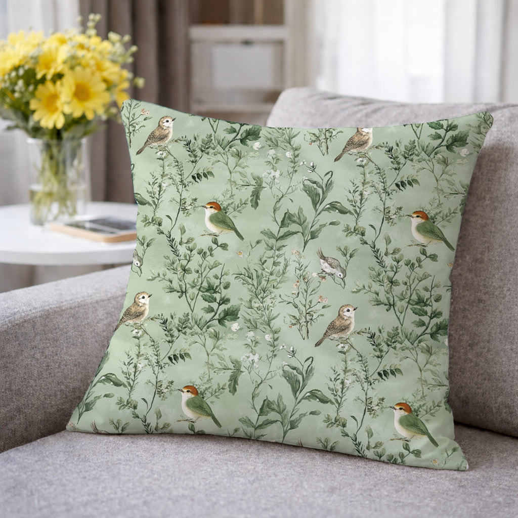 Evmila Kuşlar Desenli Kırlent Kılıfı