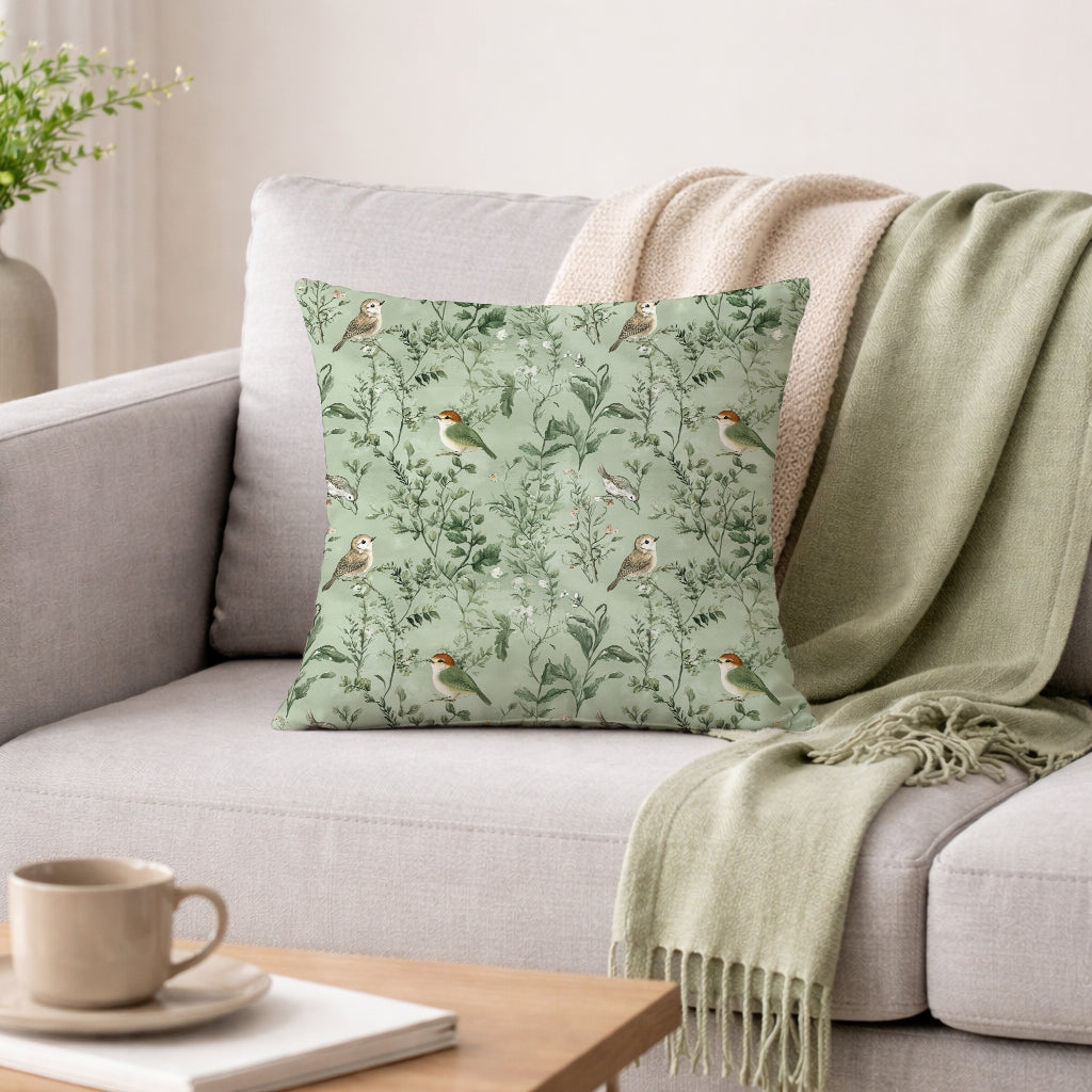 Evmila Kuşlar Desenli Kırlent Kılıfı