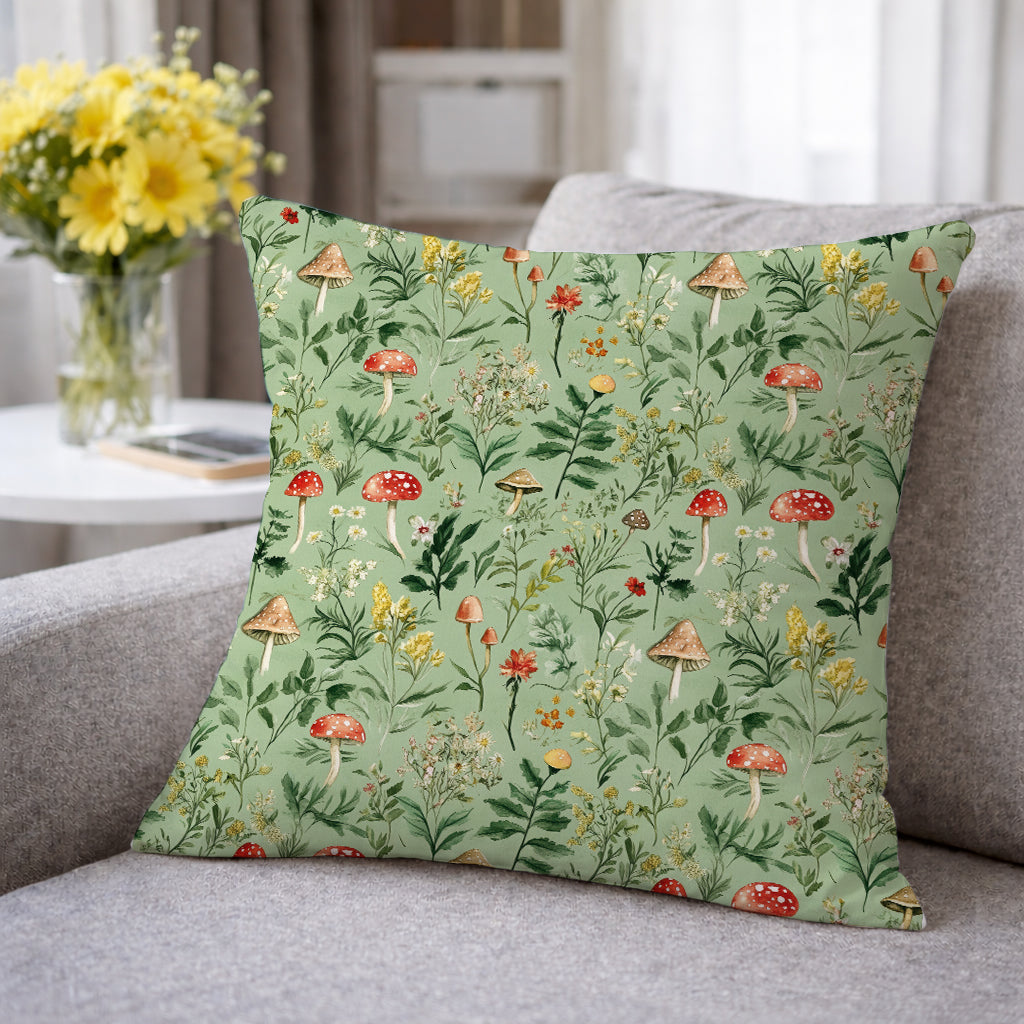 Evmila Mantar Desenli Kırlent Kılıfı