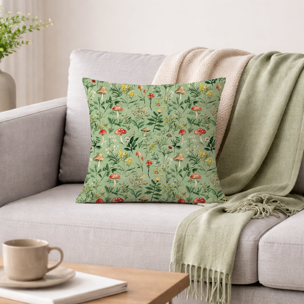 Evmila Mantar Desenli Kırlent Kılıfı