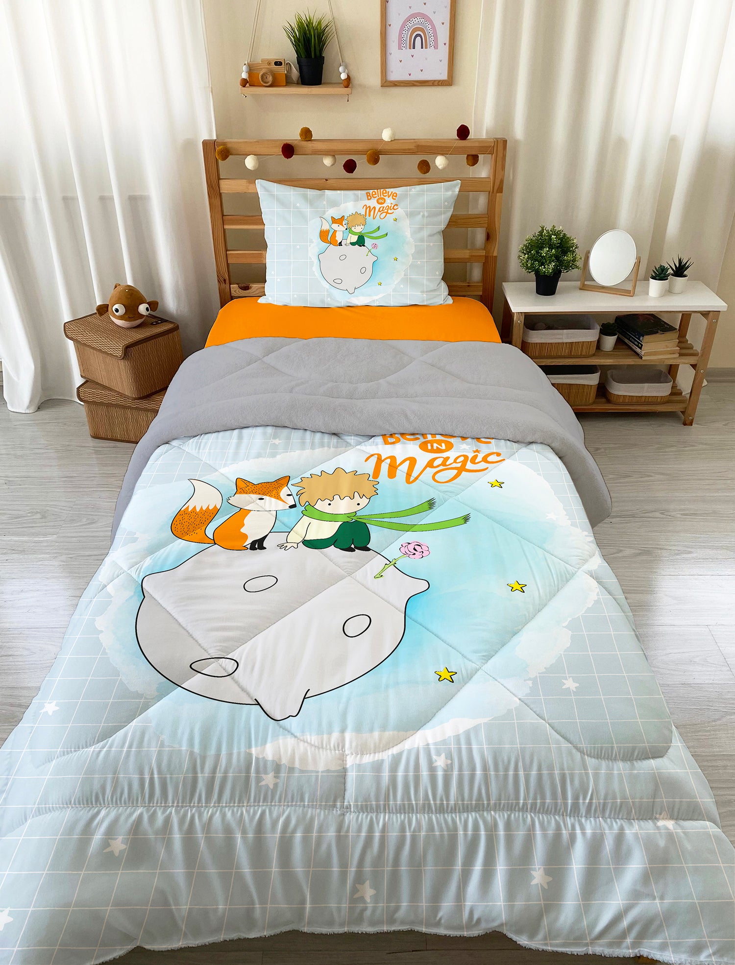 Evmila Cute Animals Patterned Plush Sleeping Set (Beige Plush)