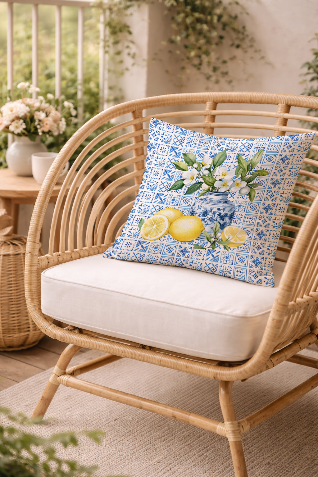 Evmila Limon Desenli Kırlent Kılıfı