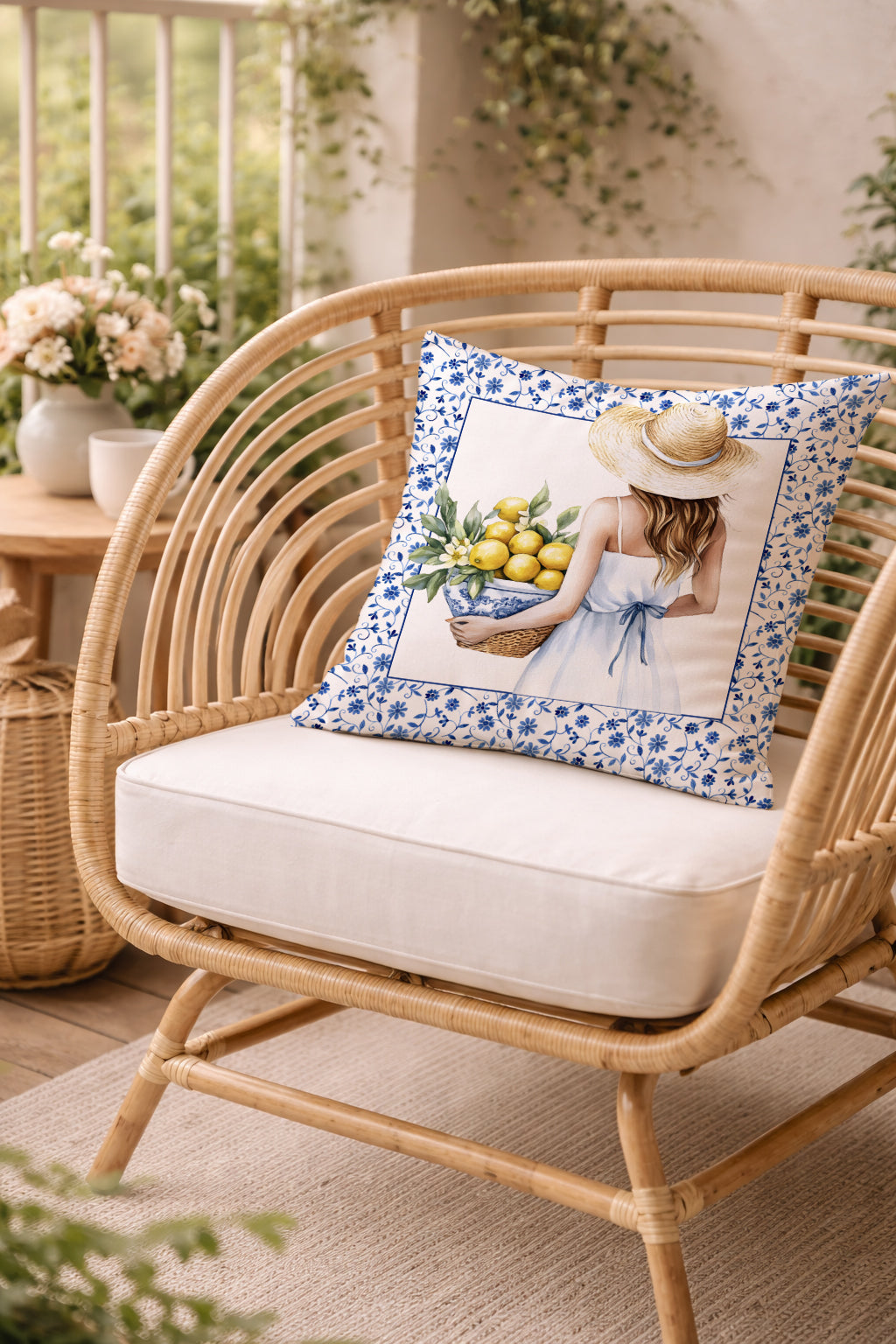 Evmila Limon Desenli Kırlent Kılıfı