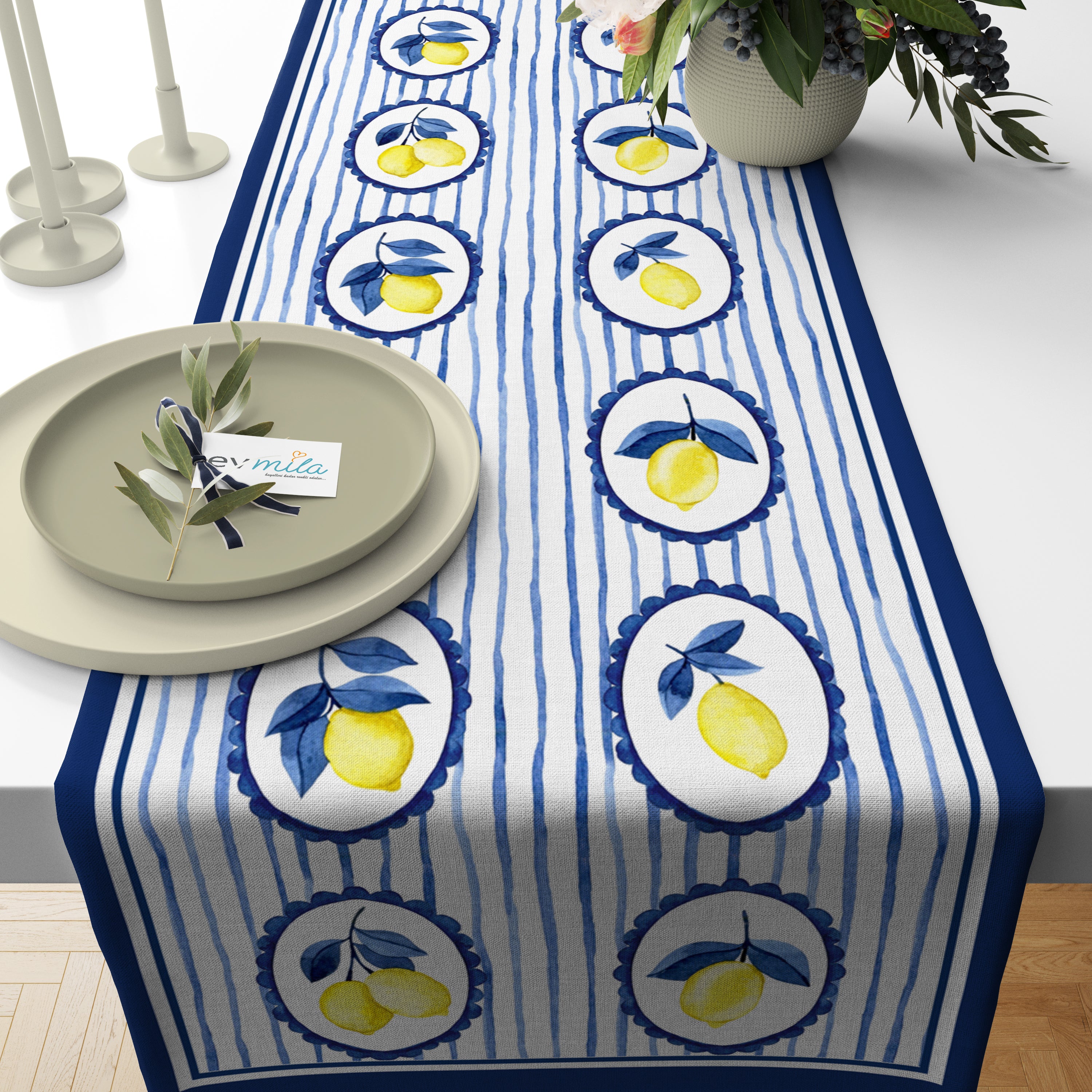 Evmila Limon Desenli Runner Modeli