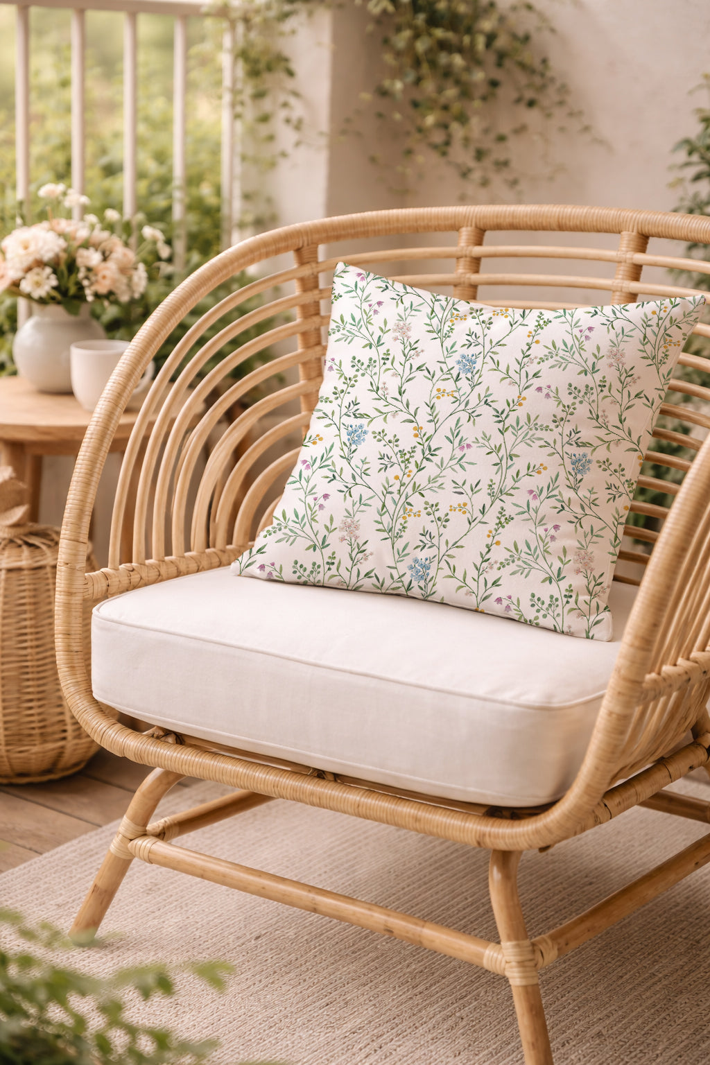 Evmila Minik Çiçekler Desenli Kırlent Kılıfı