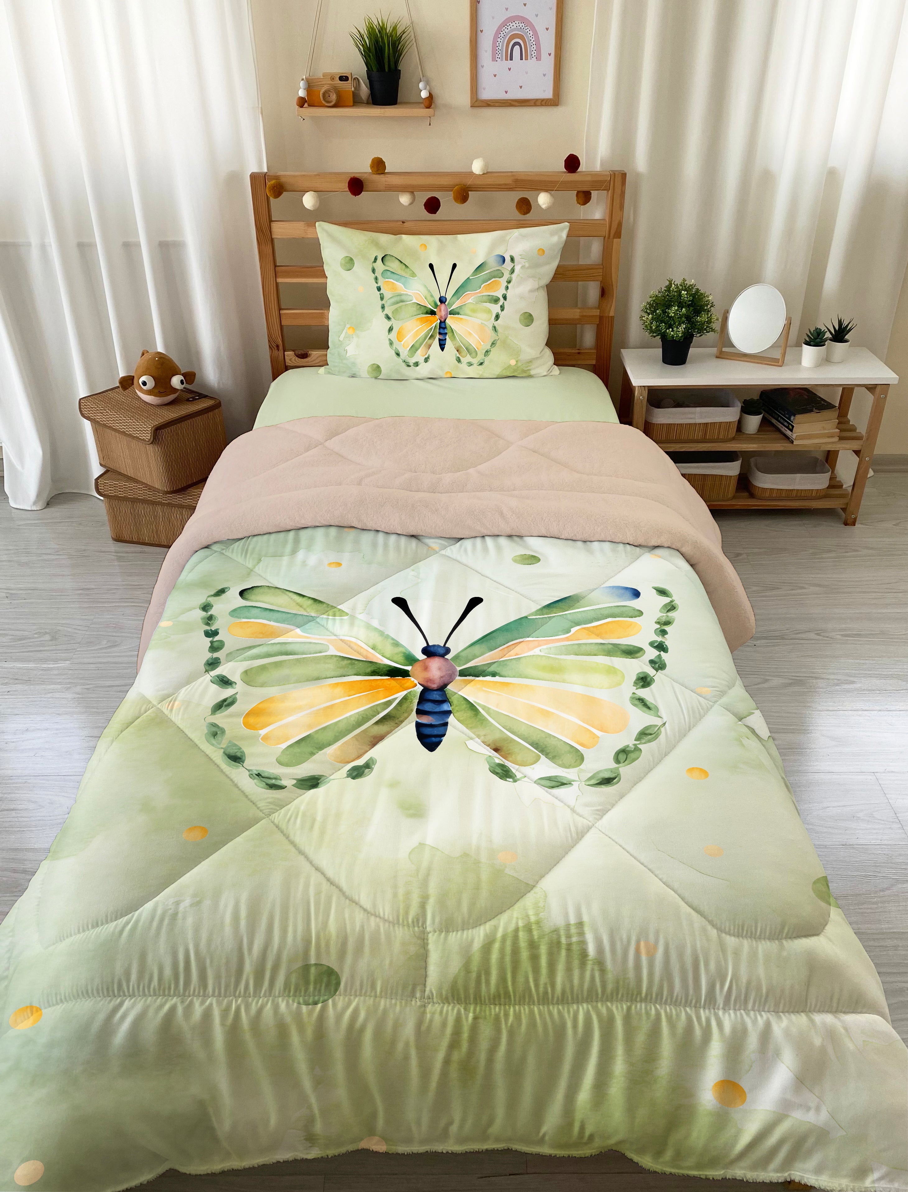 Evmila Cute Animals Patterned Plush Sleeping Set (Beige Plush)