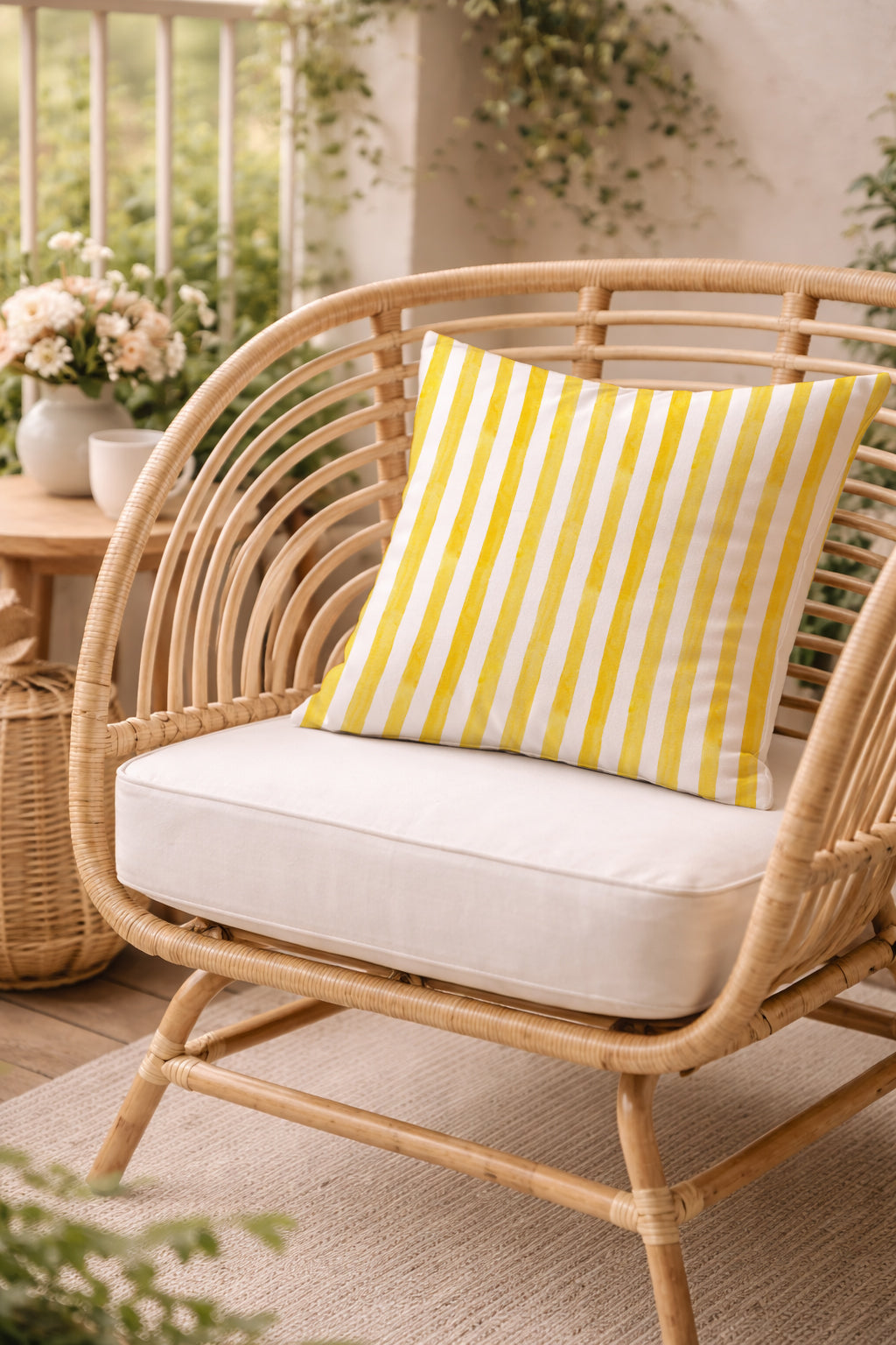 Evmila Çizgili Desenli Kırlent Kılıfı