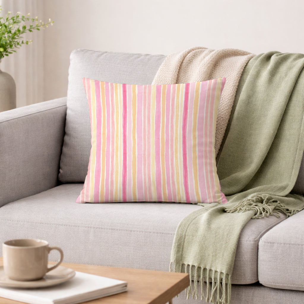 Evmila Çizgili Desenli Kırlent Kılıfı