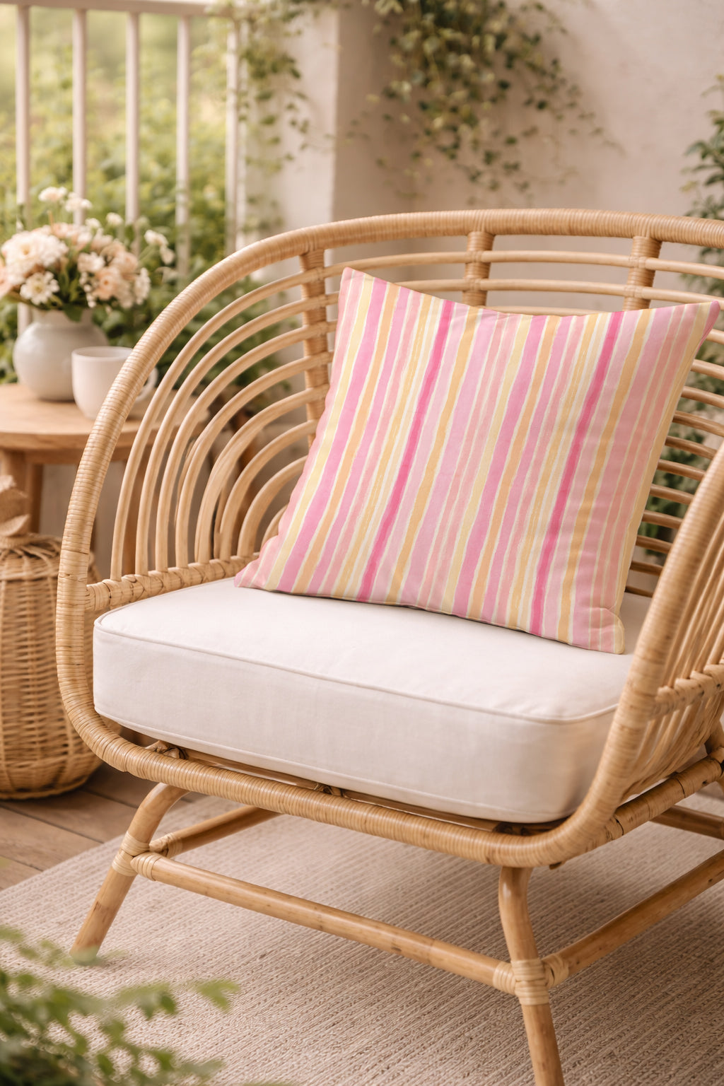 Evmila Çizgili Desenli Kırlent Kılıfı