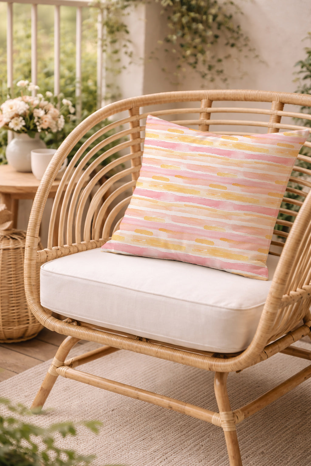 Evmila Çizgili Desenli Kırlent Kılıfı