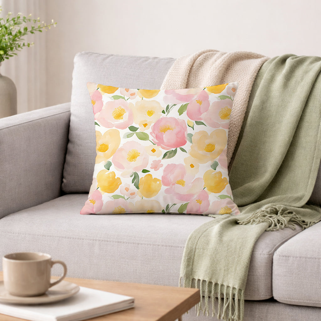 Evmila Çiçek Desenli Kırlent Kılıfı