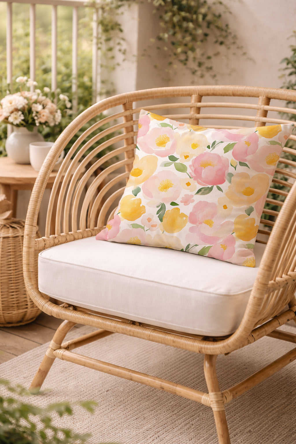 Evmila Çiçek Desenli Kırlent Kılıfı