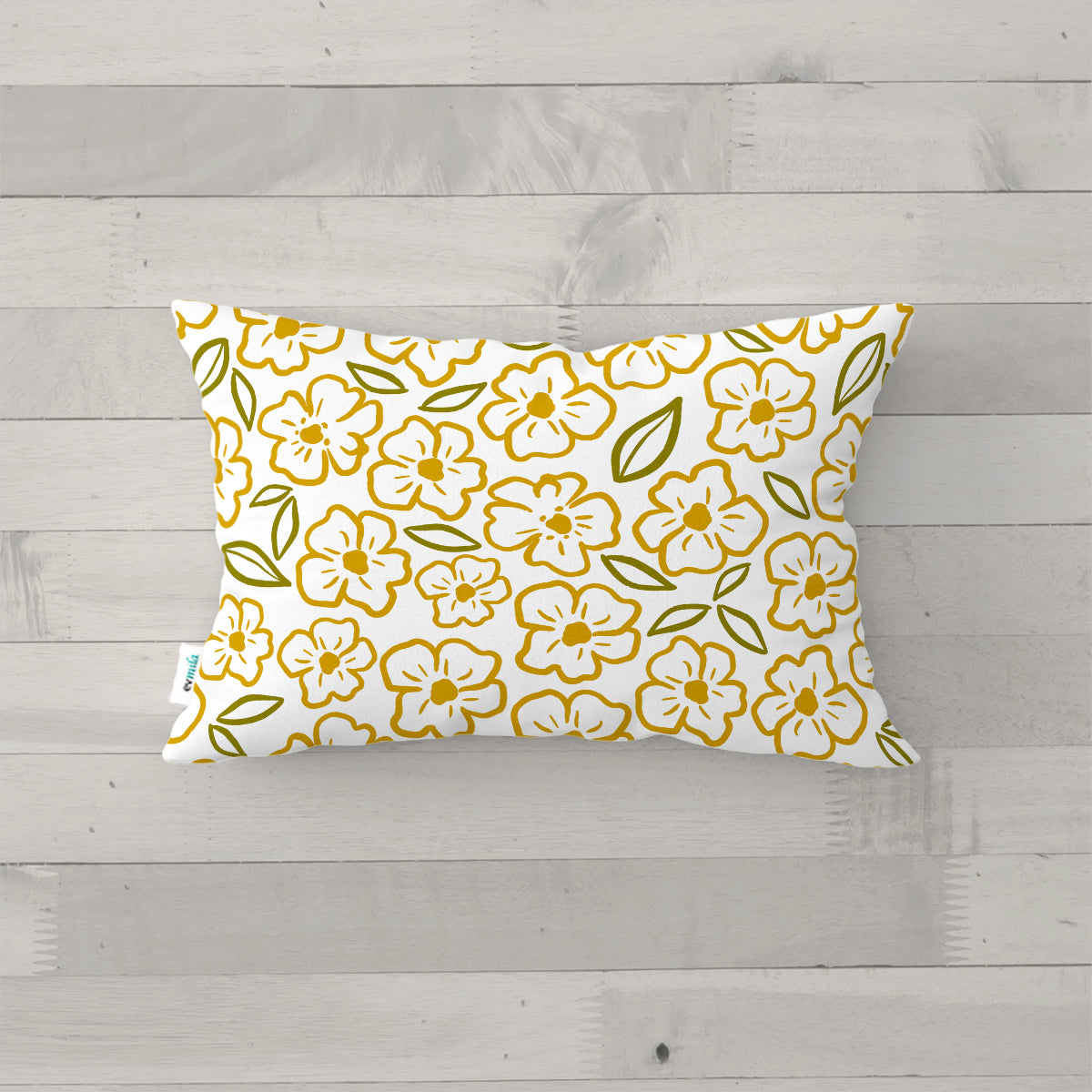 Evmila Çiçek Desenli Kırlent Kılıfı