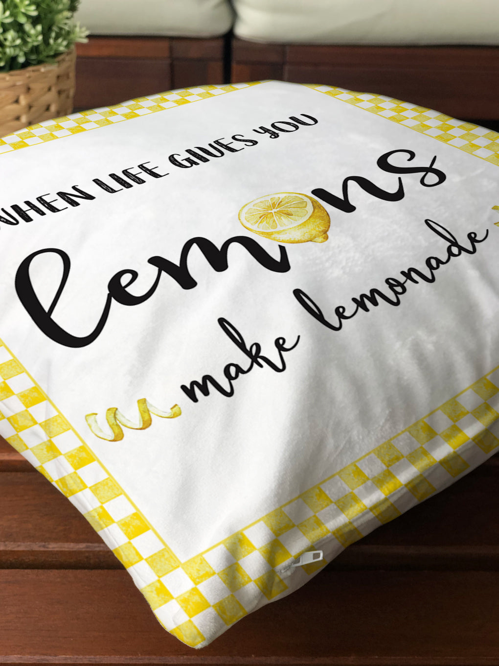 Evmila Limon Desenli Kırlent Kılıf