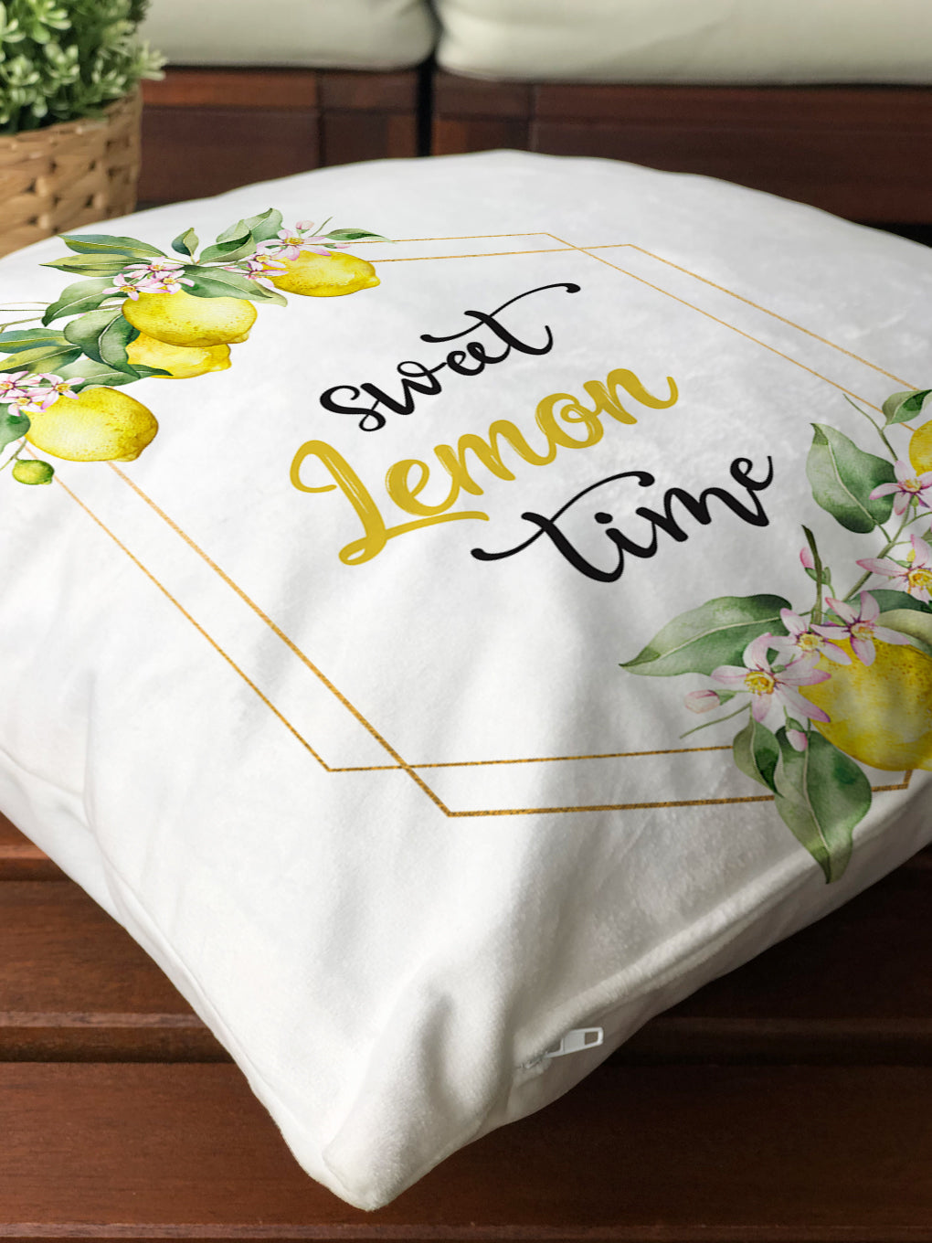 Evmila Limon Desenli Kırlent Kılıf