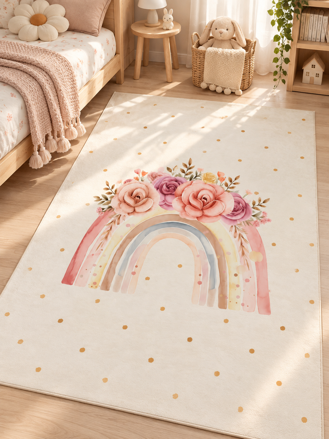 Evmila Pastel Gökkuşağı Desenli Çocuk Halısı