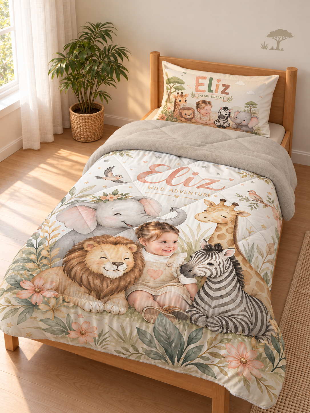 Evmila Cars and Road Patterned Plush Sleeping Set (Gray Plush)