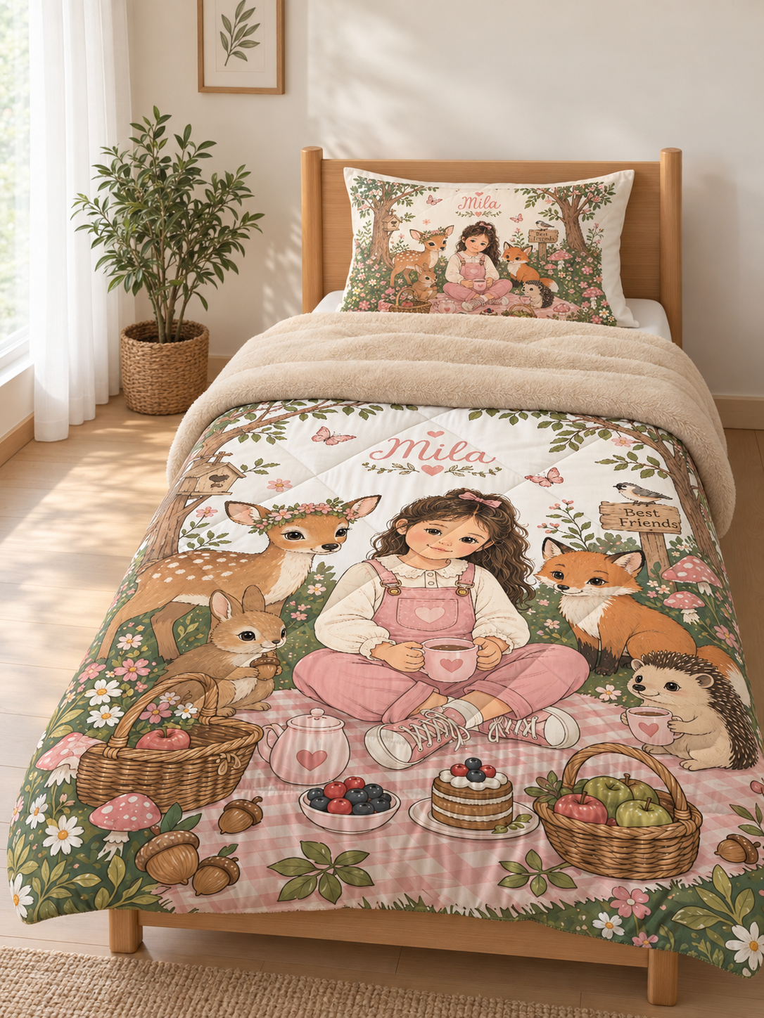 Evmila Cars and Road Patterned Plush Sleeping Set (Gray Plush)