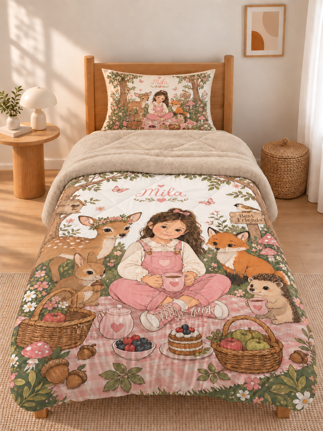 Evmila Cars and Road Patterned Plush Sleeping Set (Gray Plush)