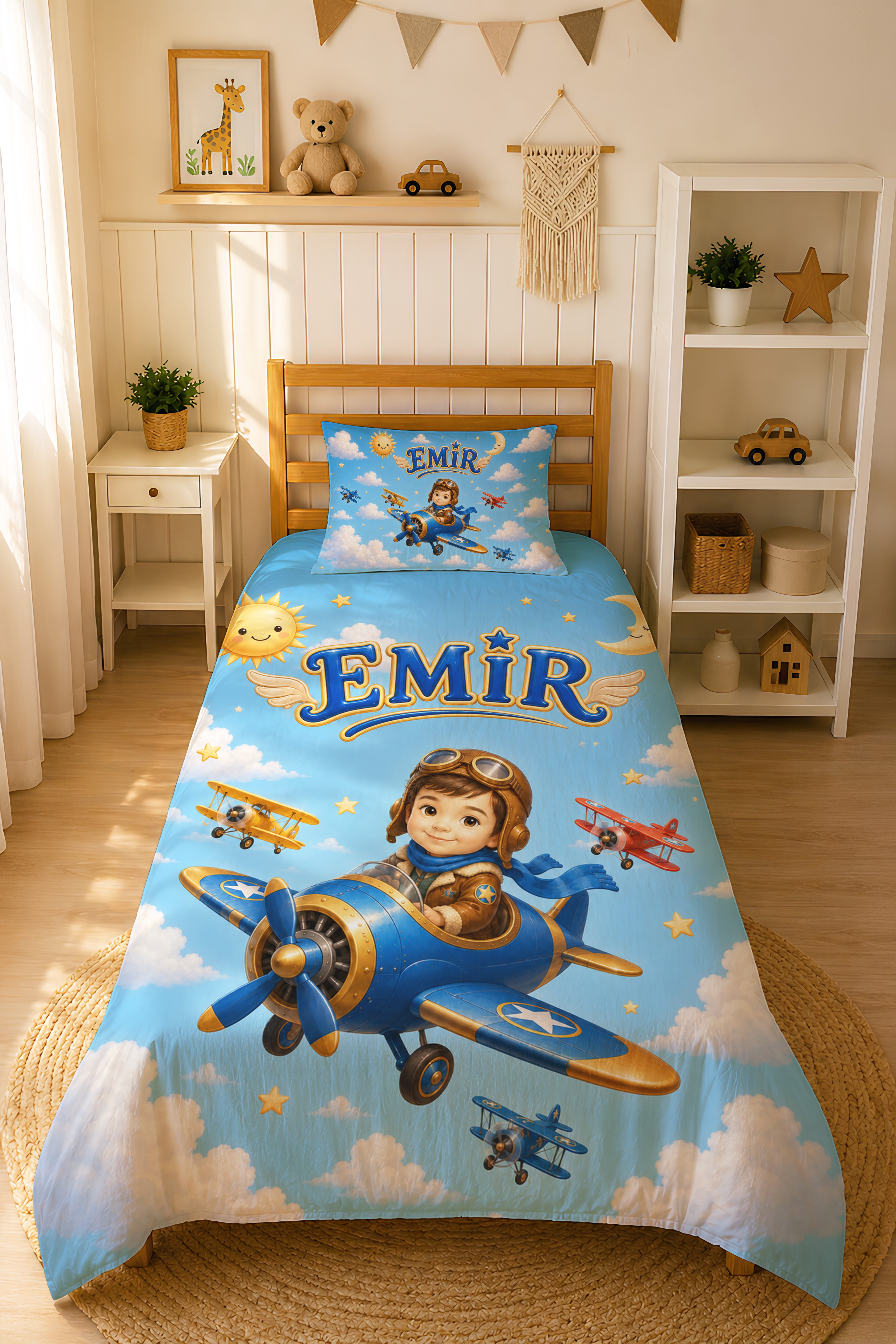 Evmila Karikatüristik Pilot Çocuk Temalı Nevresim Takımı