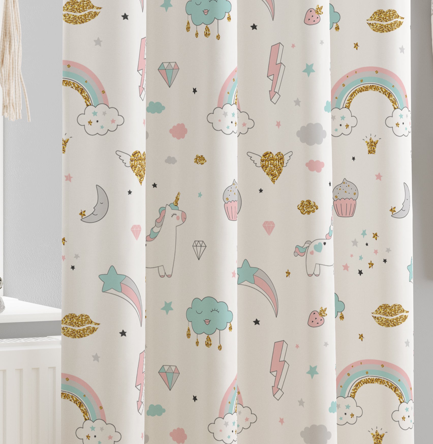 Evmila Unicorn Desenli Fon Perde