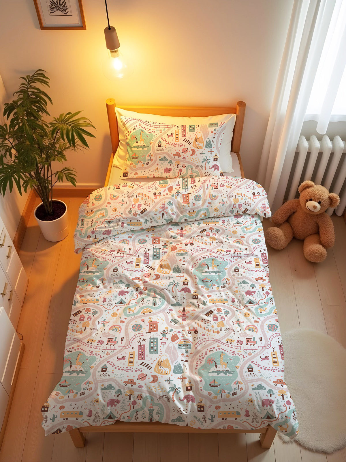 Evmila Astronaut Patterned Duvet Cover Set