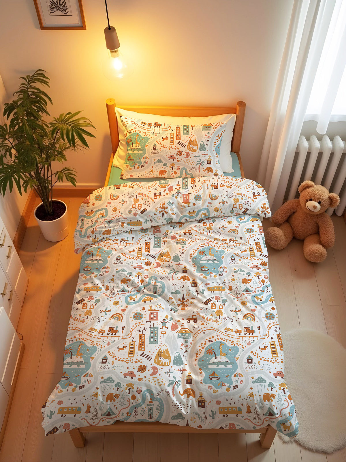 Evmila Astronaut Patterned Duvet Cover Set