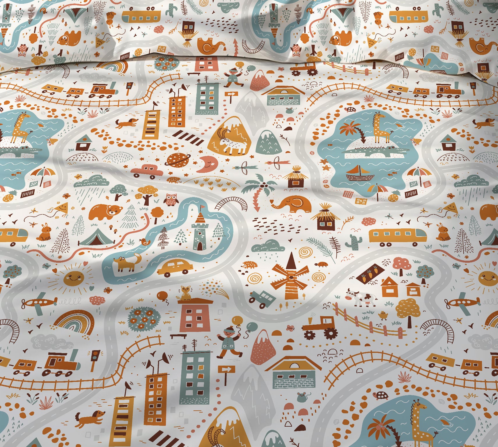 Evmila Astronaut Patterned Duvet Cover Set