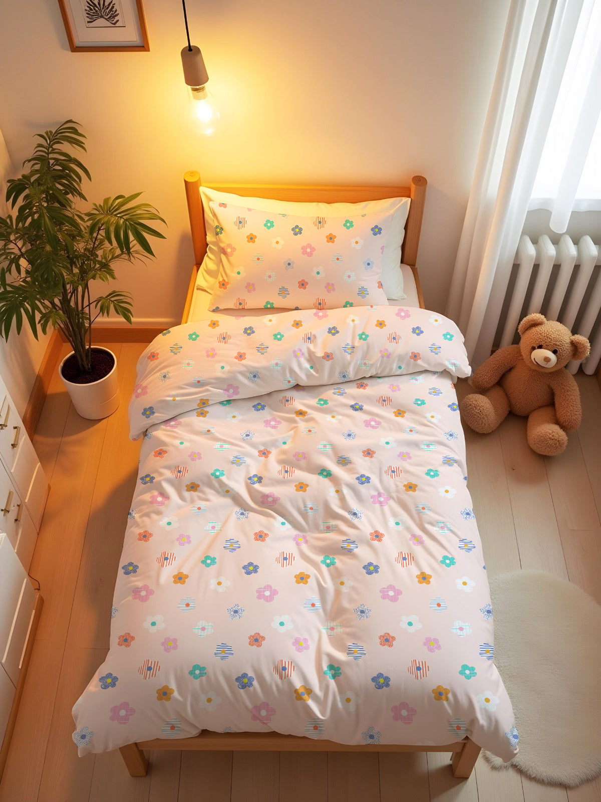 Evmila Çiçek Desenli Nevresim Takım