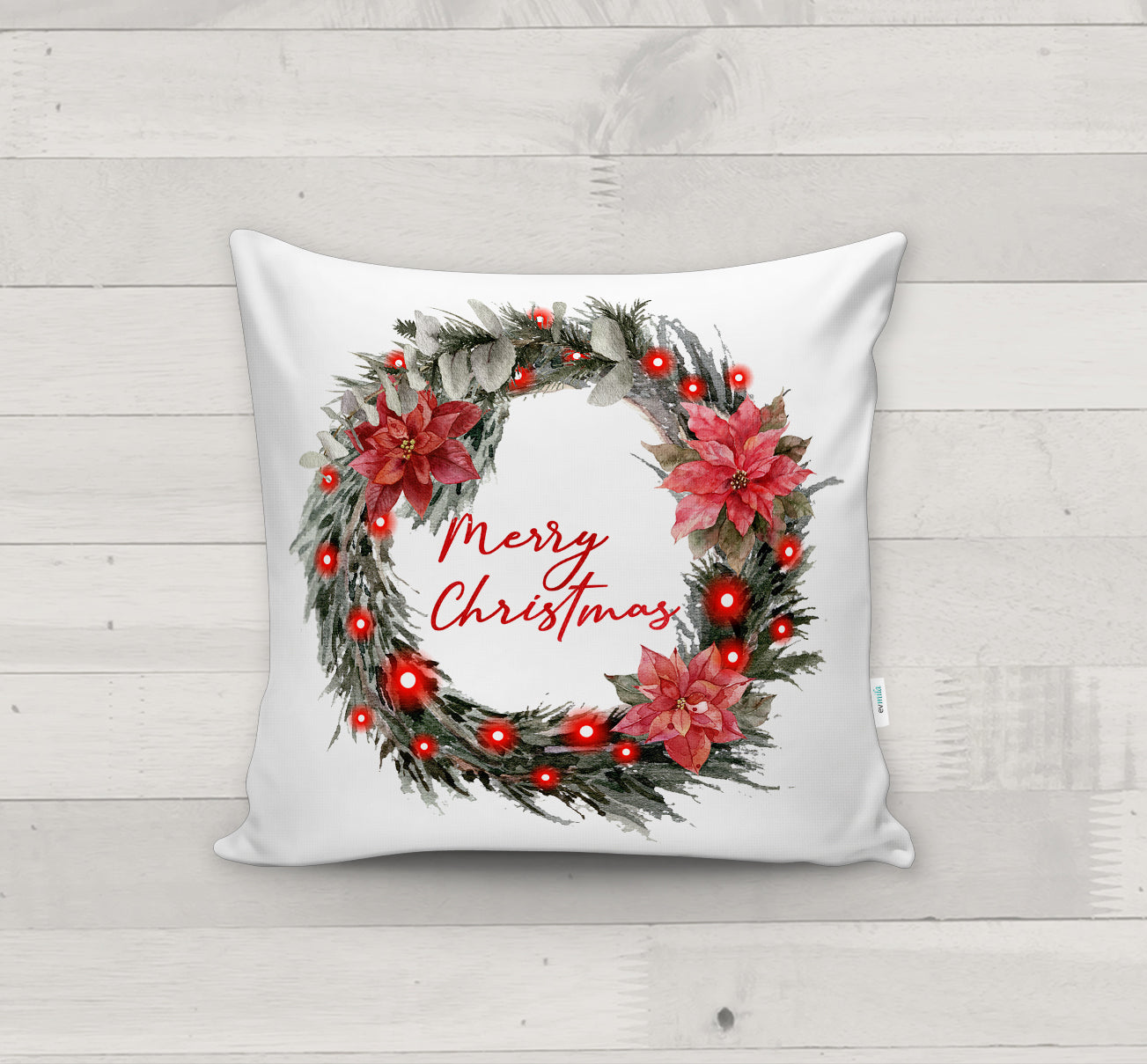 Evmila Yeni Yıl Desenli Kırlent Kılıfı