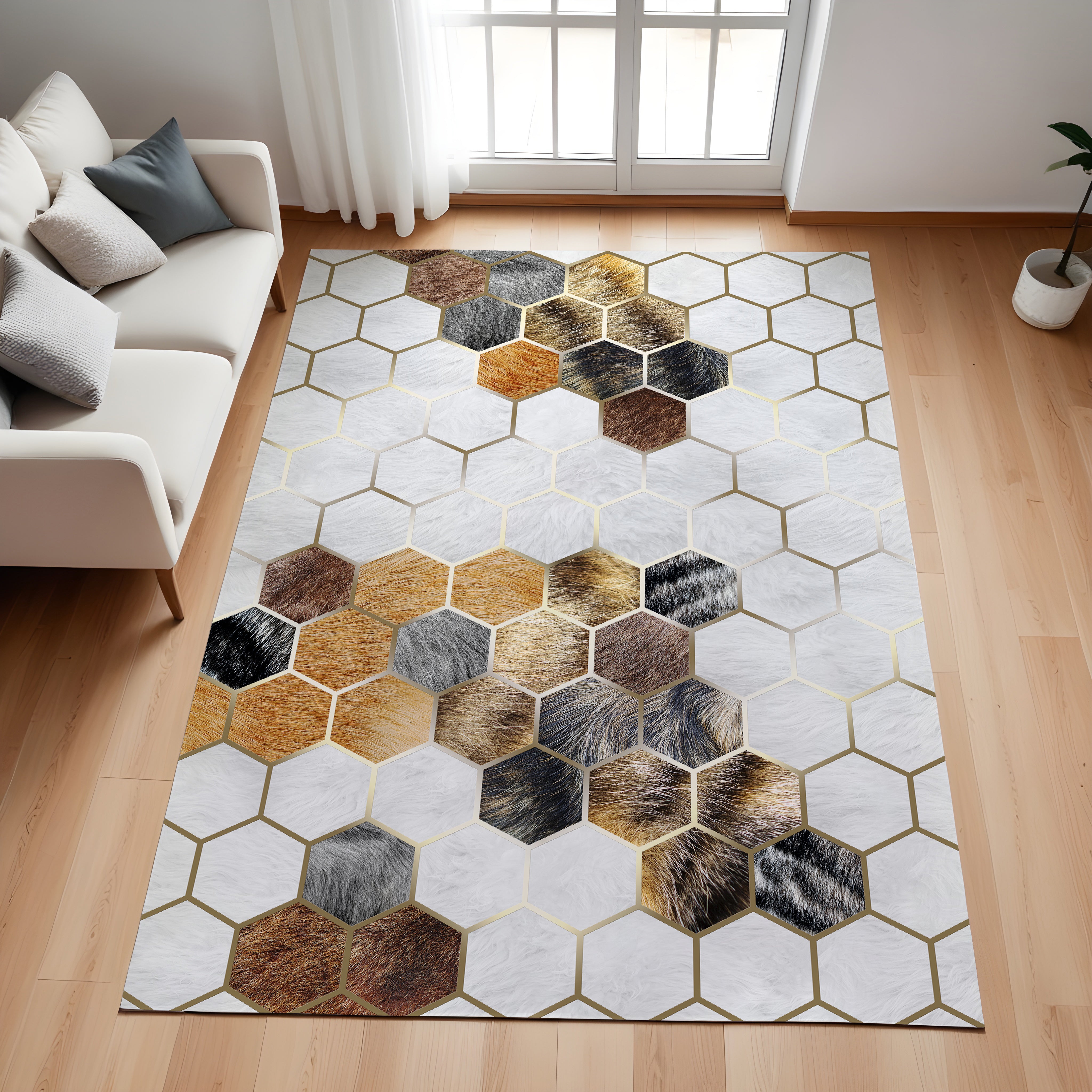 Evmila Geometrik Desenli Modern Halı