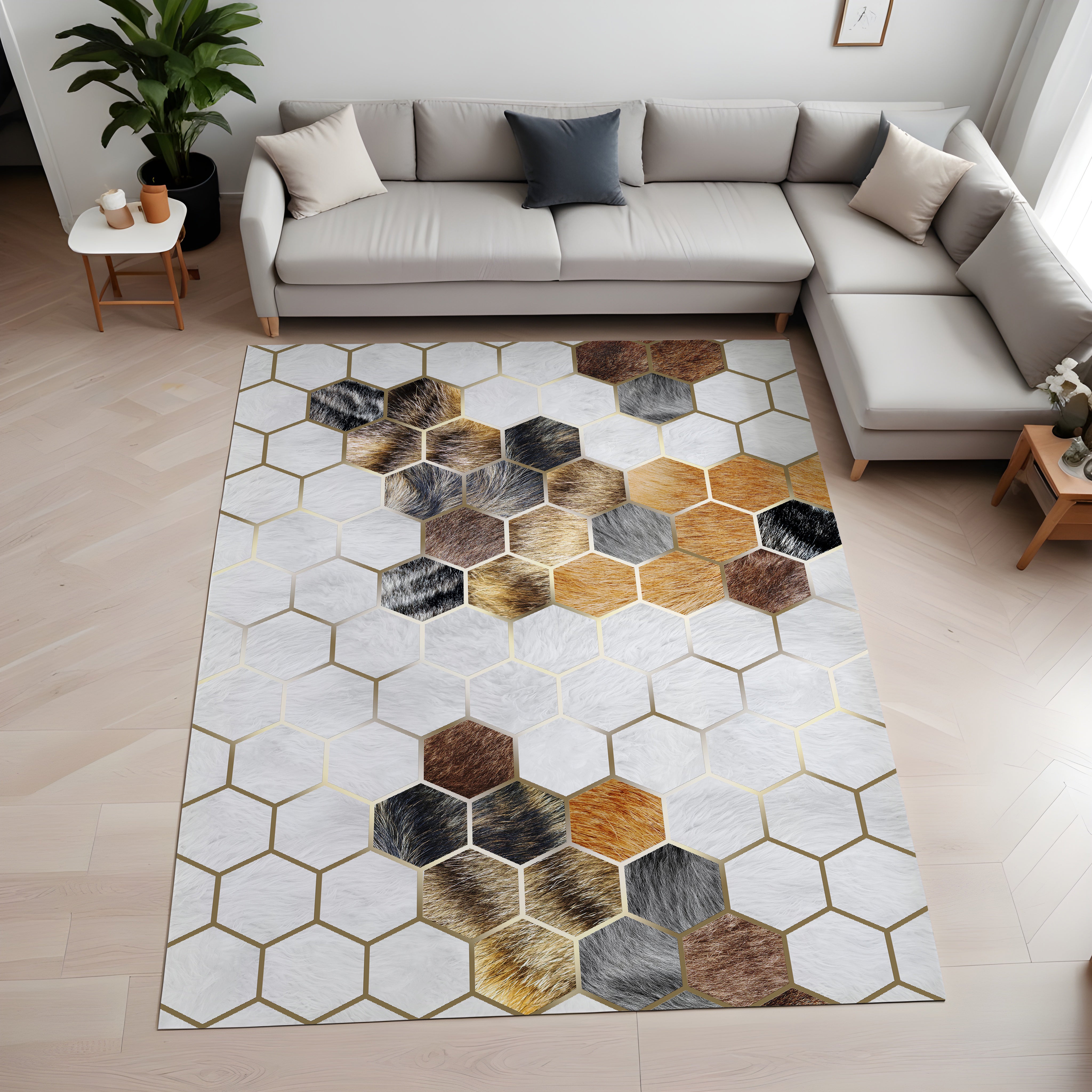 Evmila Geometrik Desenli Modern Halı