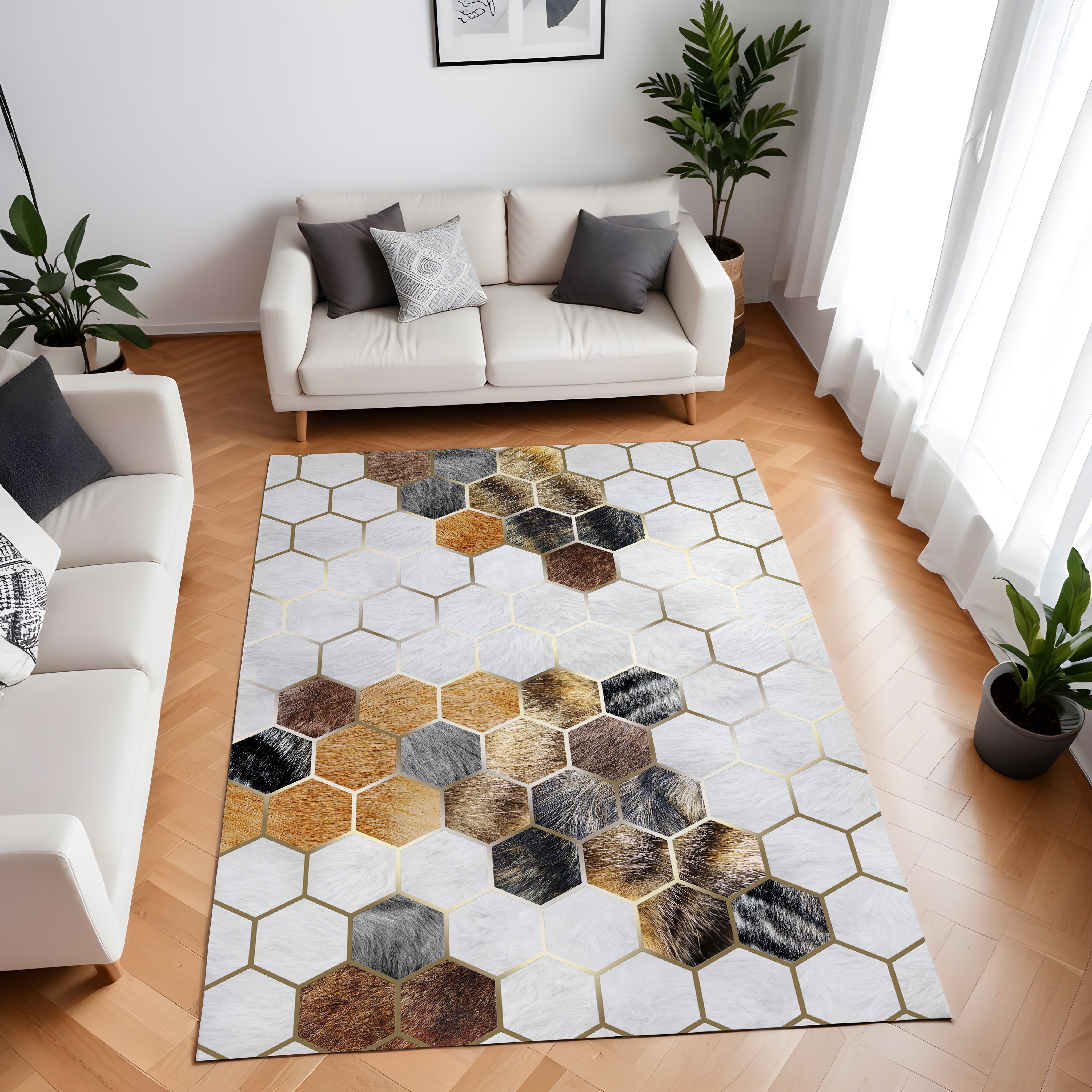 Evmila Geometrik Desenli Modern Halı