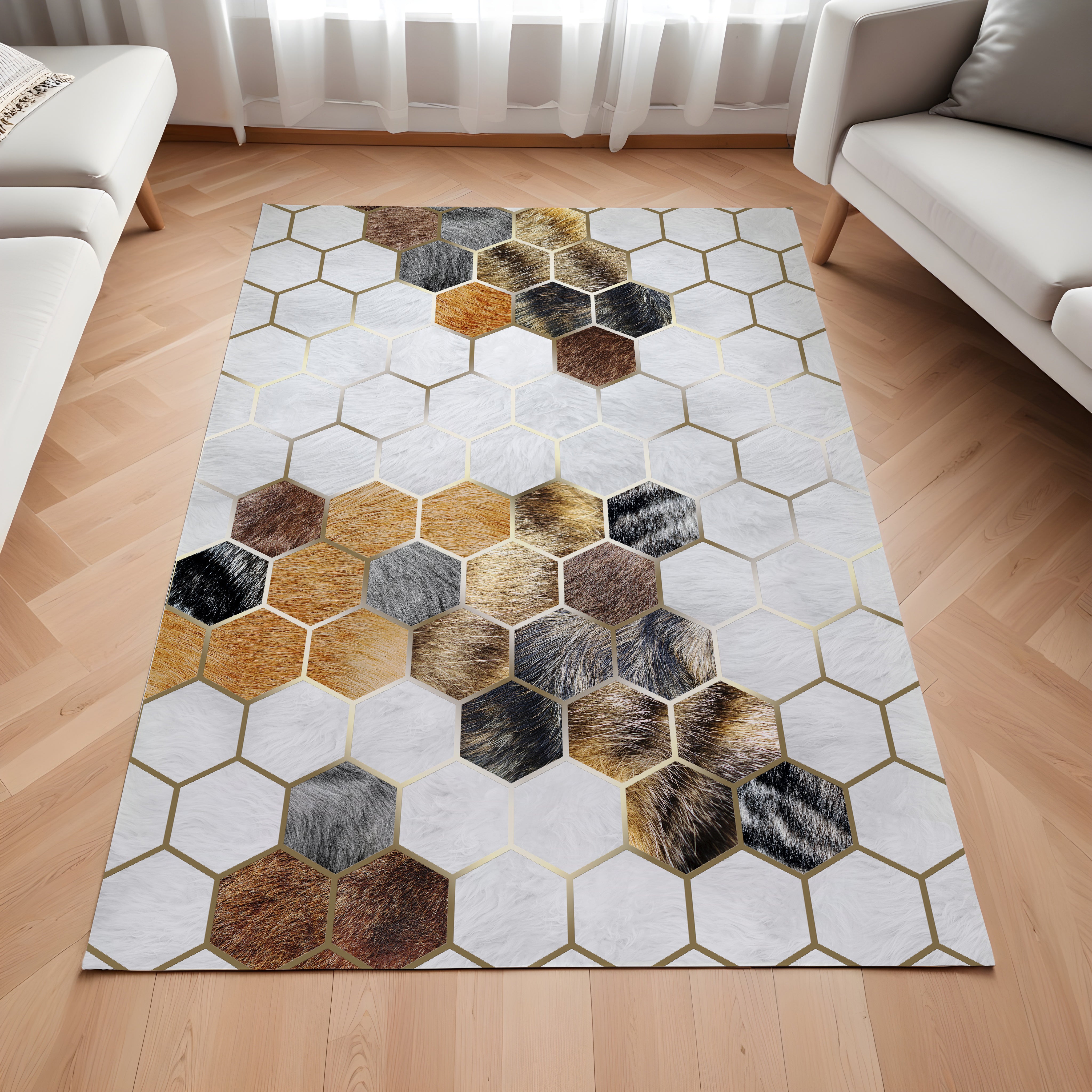 Evmila Geometrik Desenli Modern Halı
