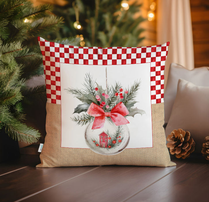 Evmila Yeni Yıl Desenli Kırlent Kılıfı