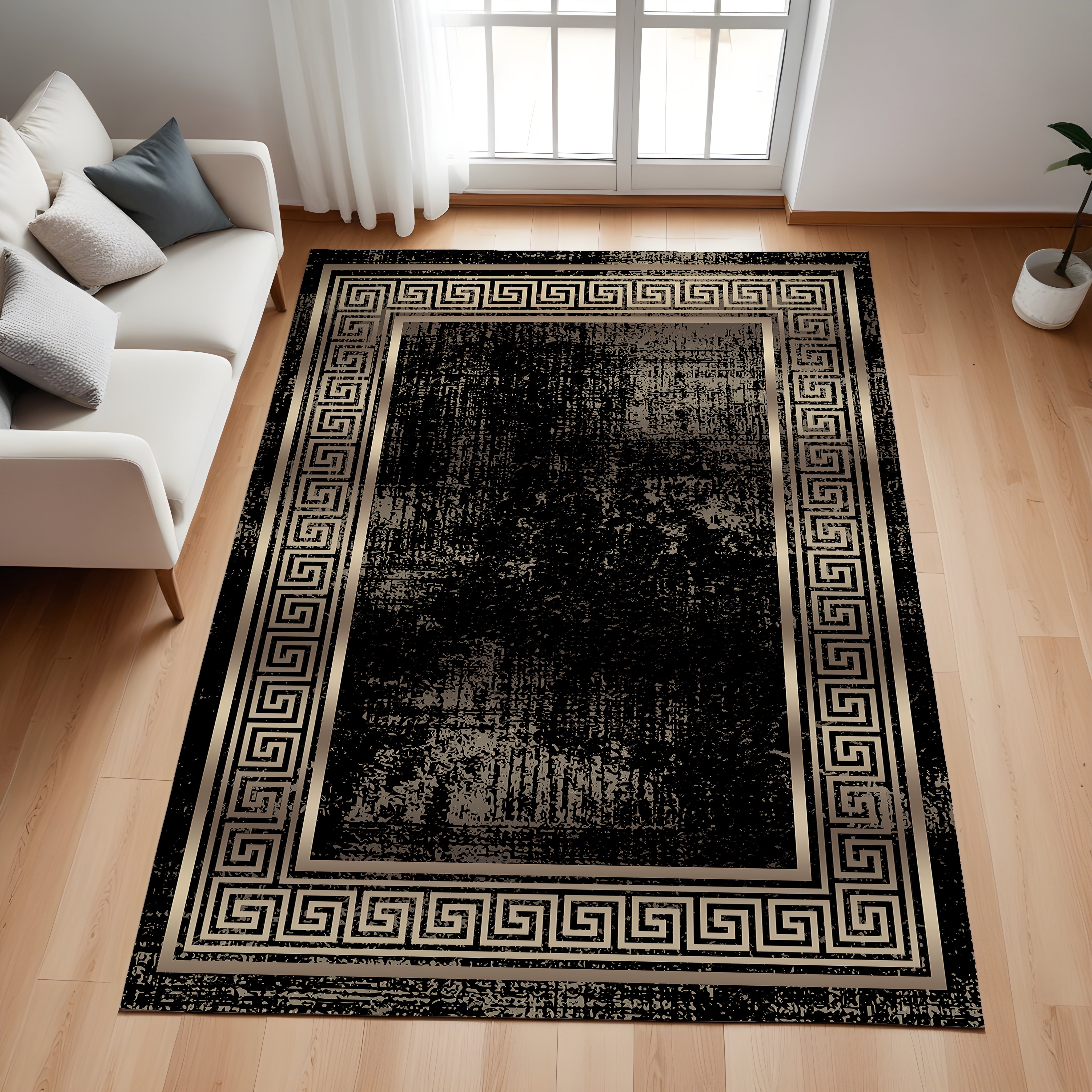 Evmila Gold Bordür Desenli Modern Halı