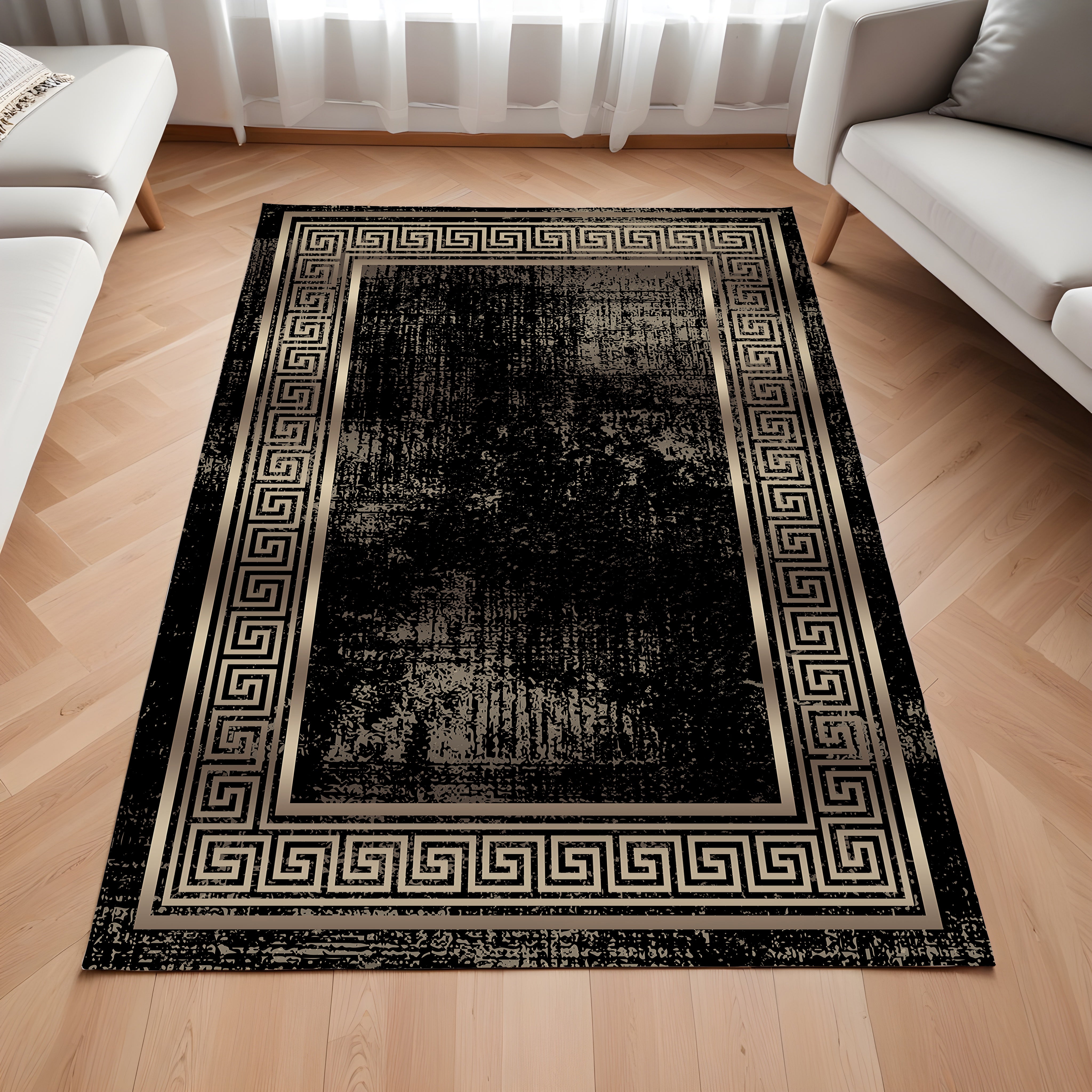 Evmila Gold Bordür Desenli Modern Halı