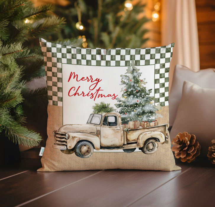 Evmila Yeni Yıl Desenli Kırlent Kılıfı