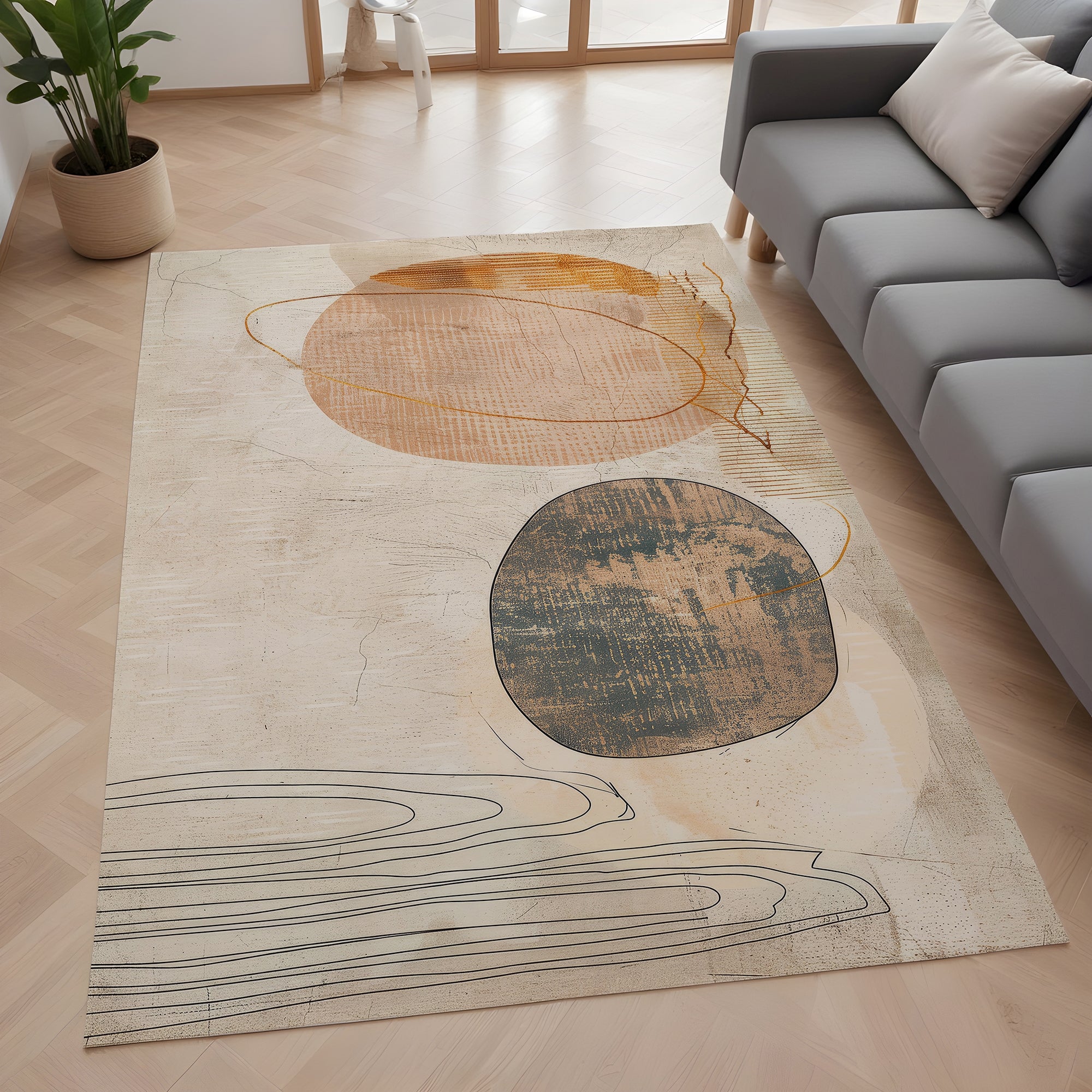 Evmila Soyut Desenli Modern Halı