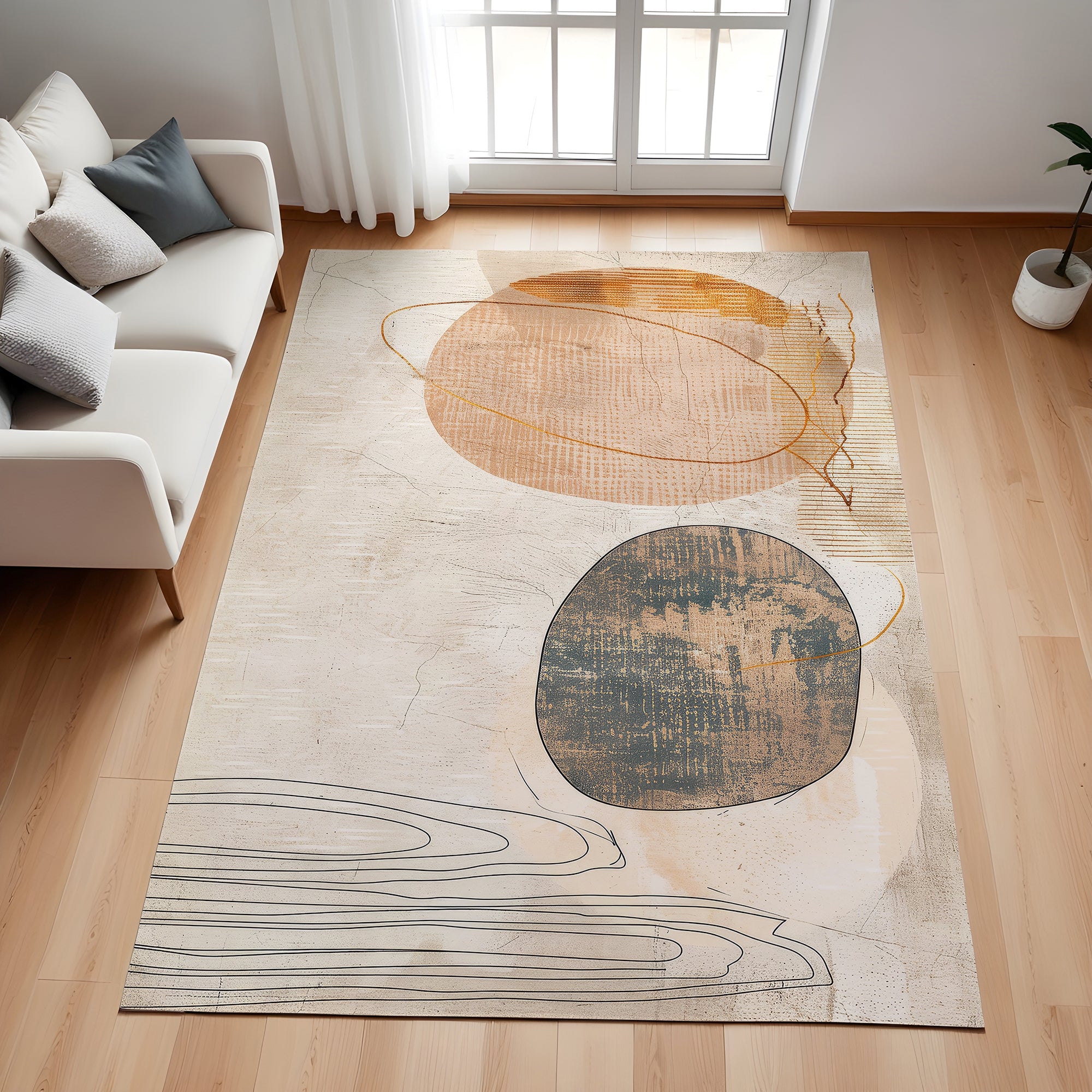 Evmila Soyut Desenli Modern Halı