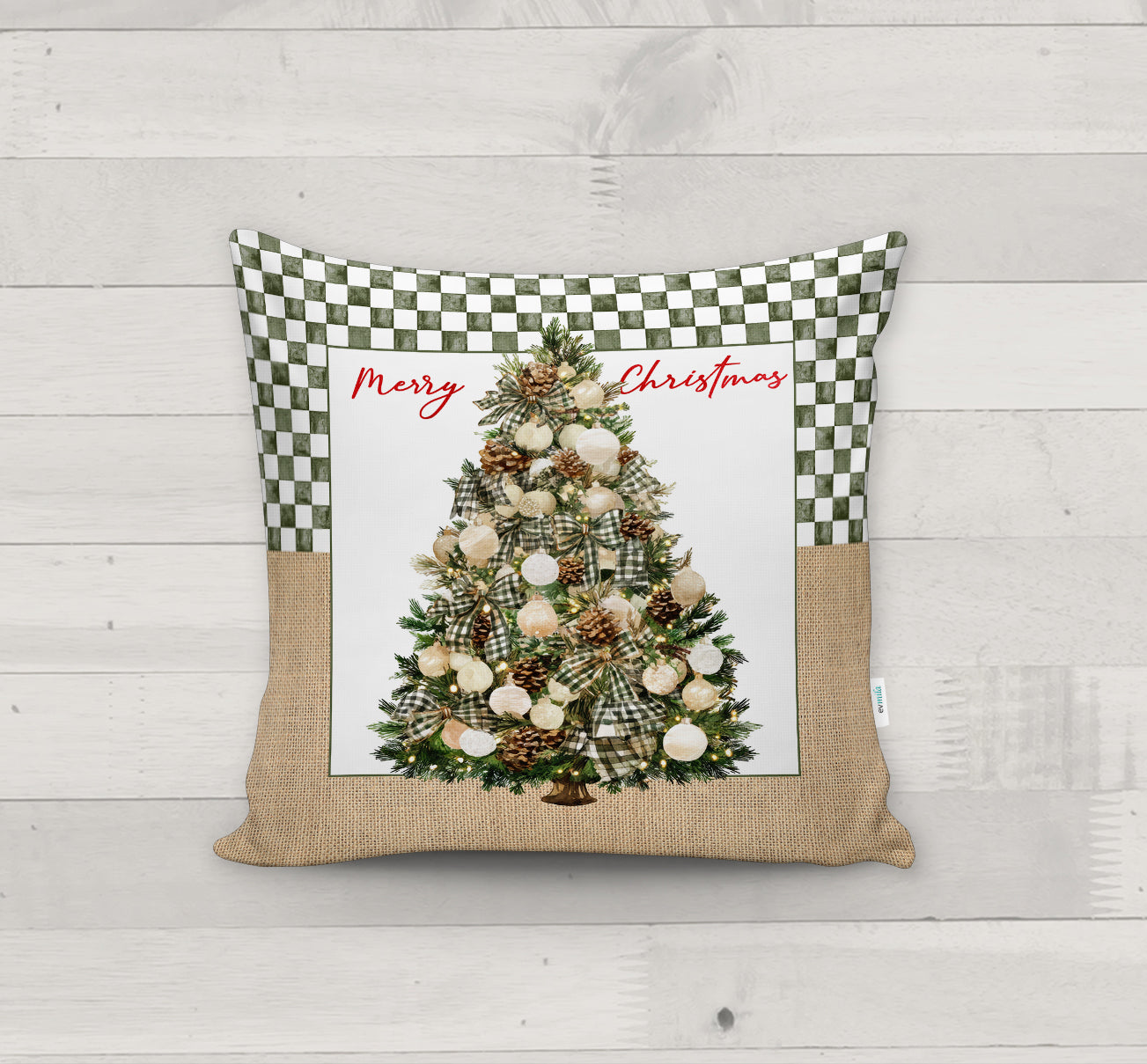 Evmila Yeni Yıl Desenli Kırlent Kılıfı