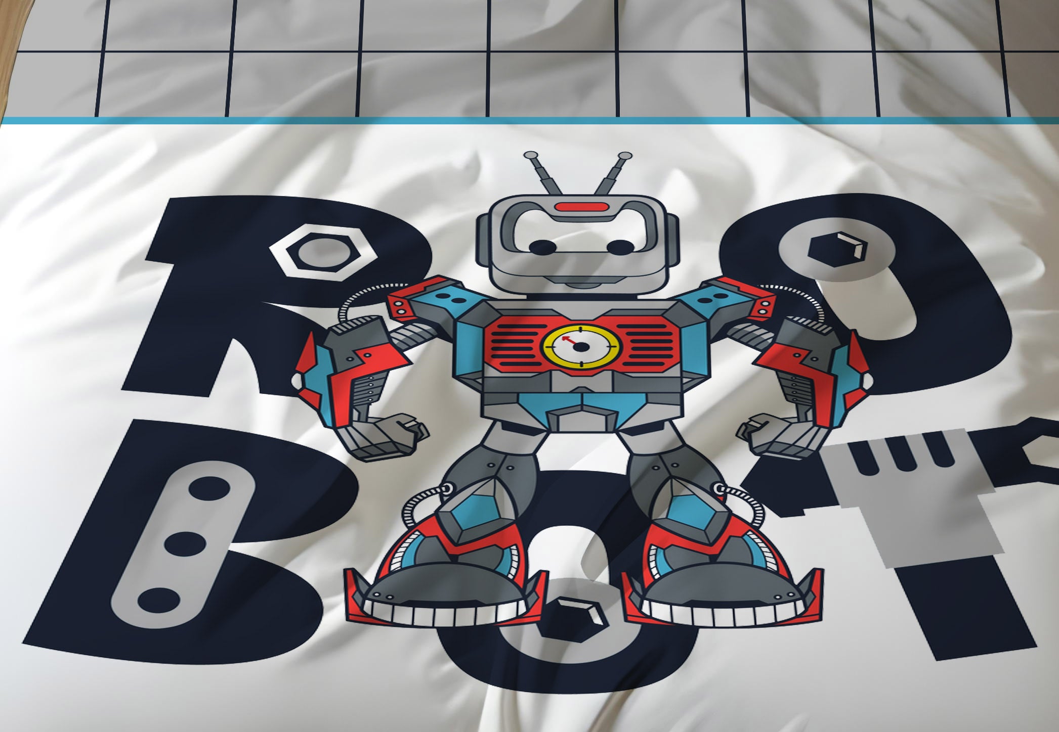 Evmila Robot Desenli Nevresim Takımı