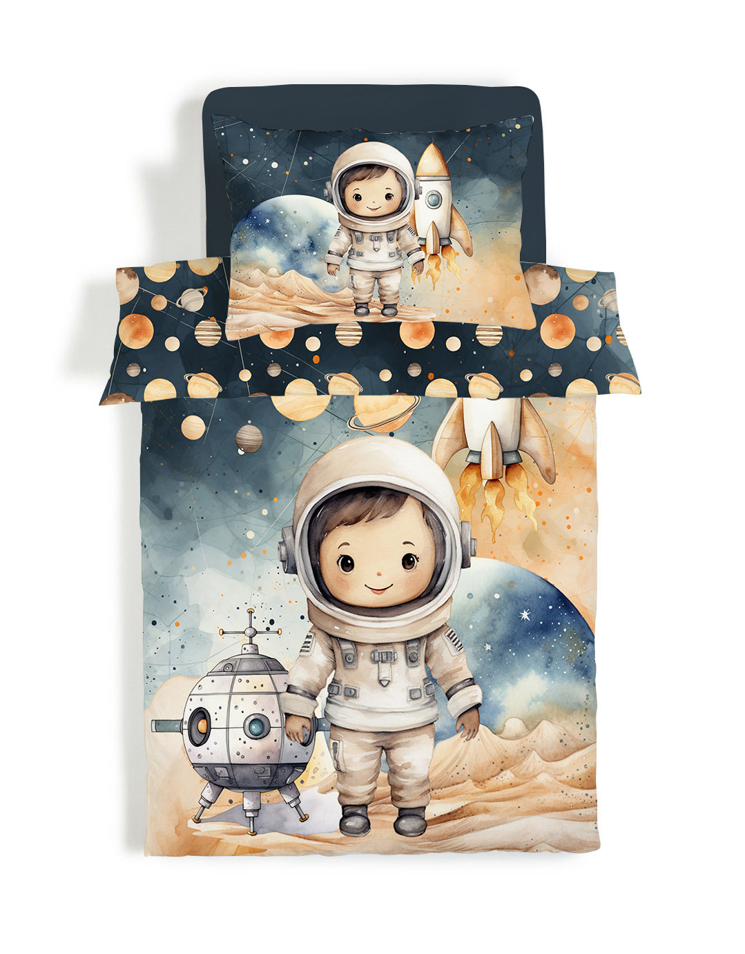 Evmila Astronaut Patterned Duvet Cover Set
