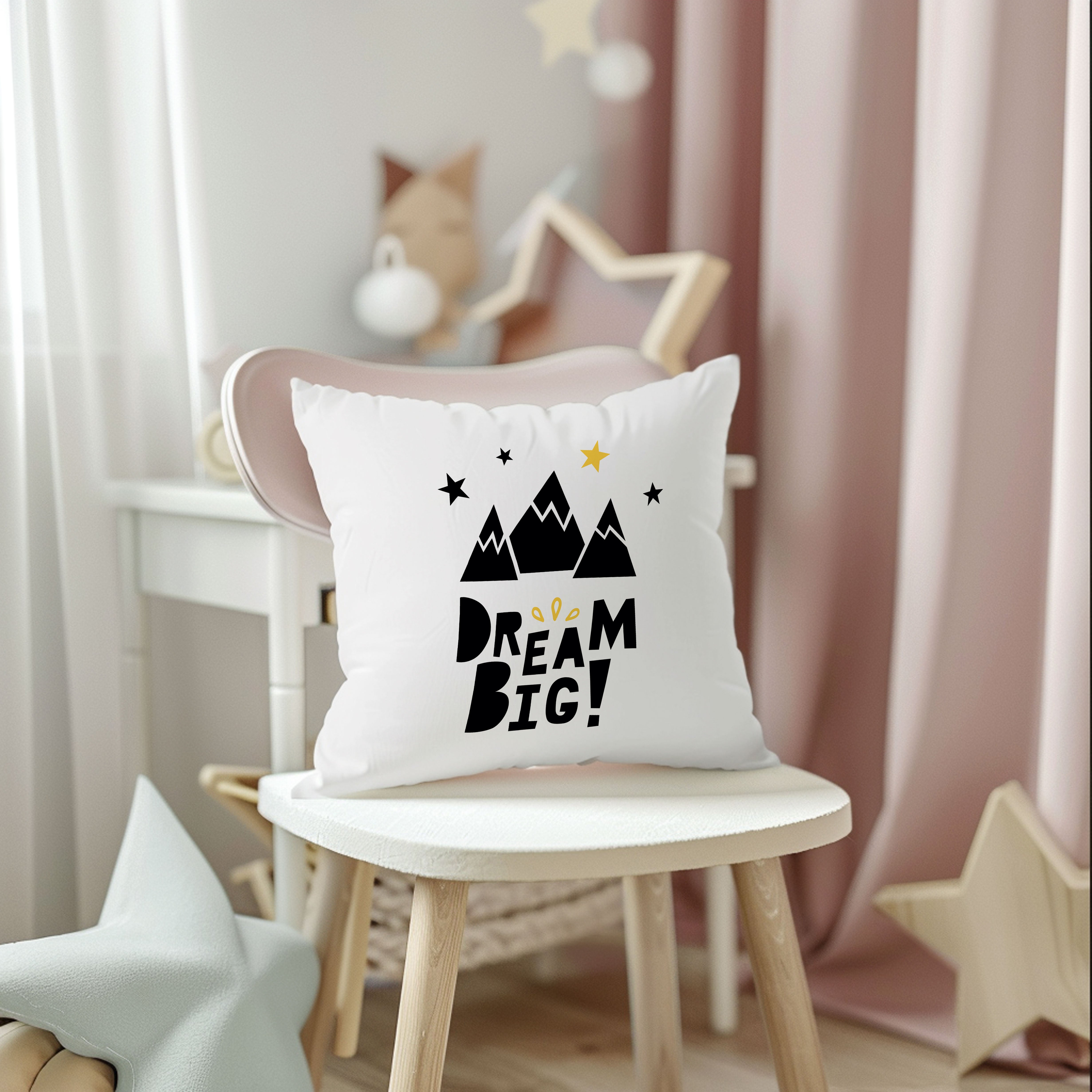 Evmila Dream Big ve Dağ Desenli Kırlent Kılıfı