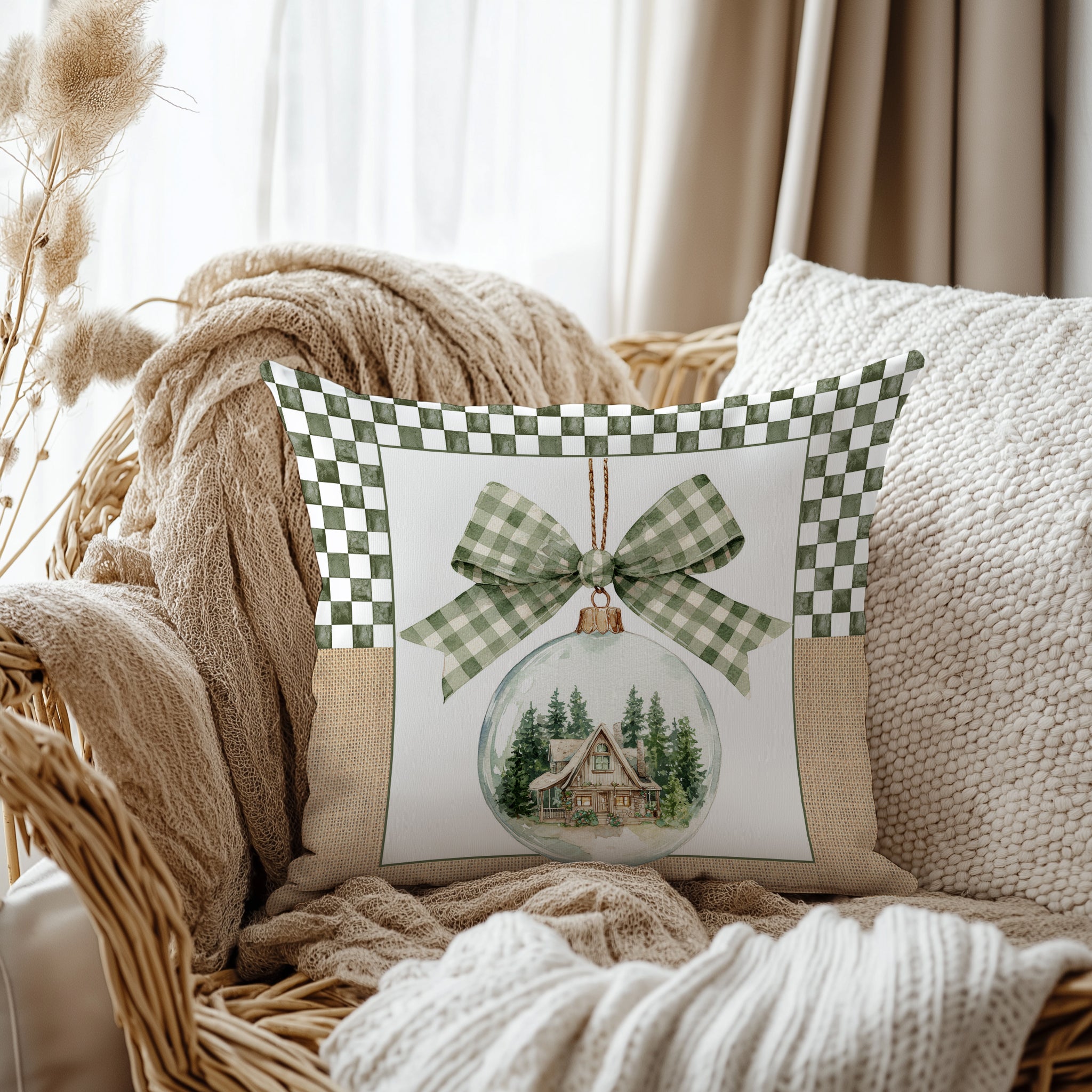 Evmila Yeni Yıl Desenli Kırlent Kılıfı