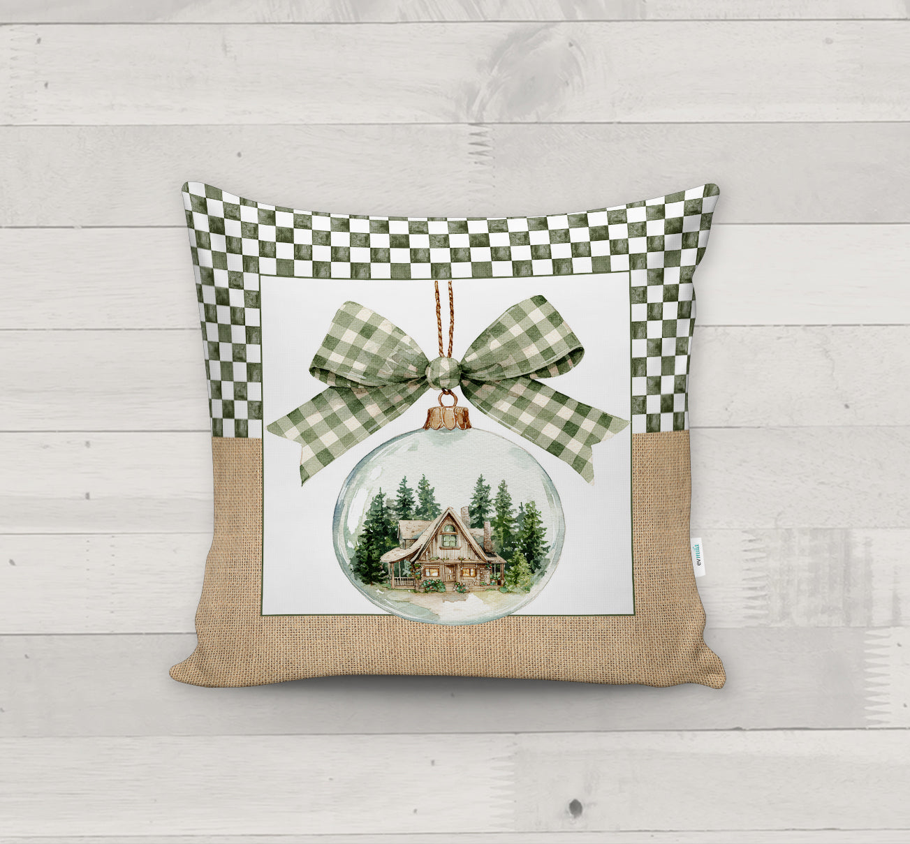 Evmila Yeni Yıl Desenli Kırlent Kılıfı